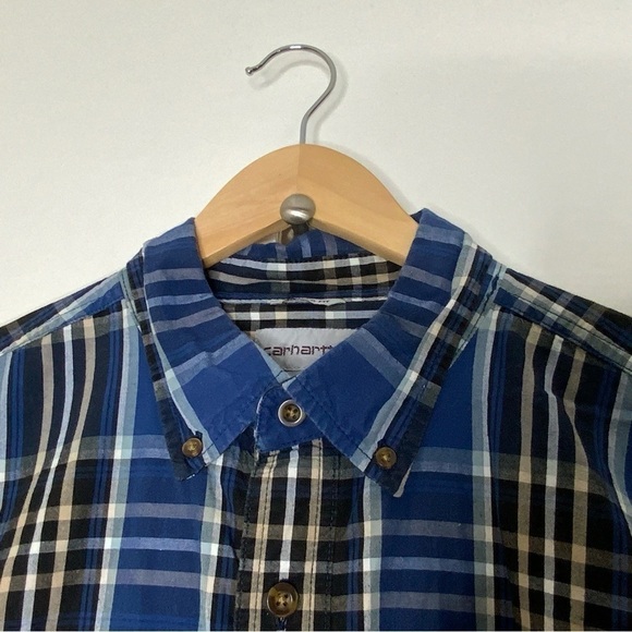 Carhartt Plaid Short Sleeve Button Down. Men’s Size Large. Blue. - Picture 3 of 6